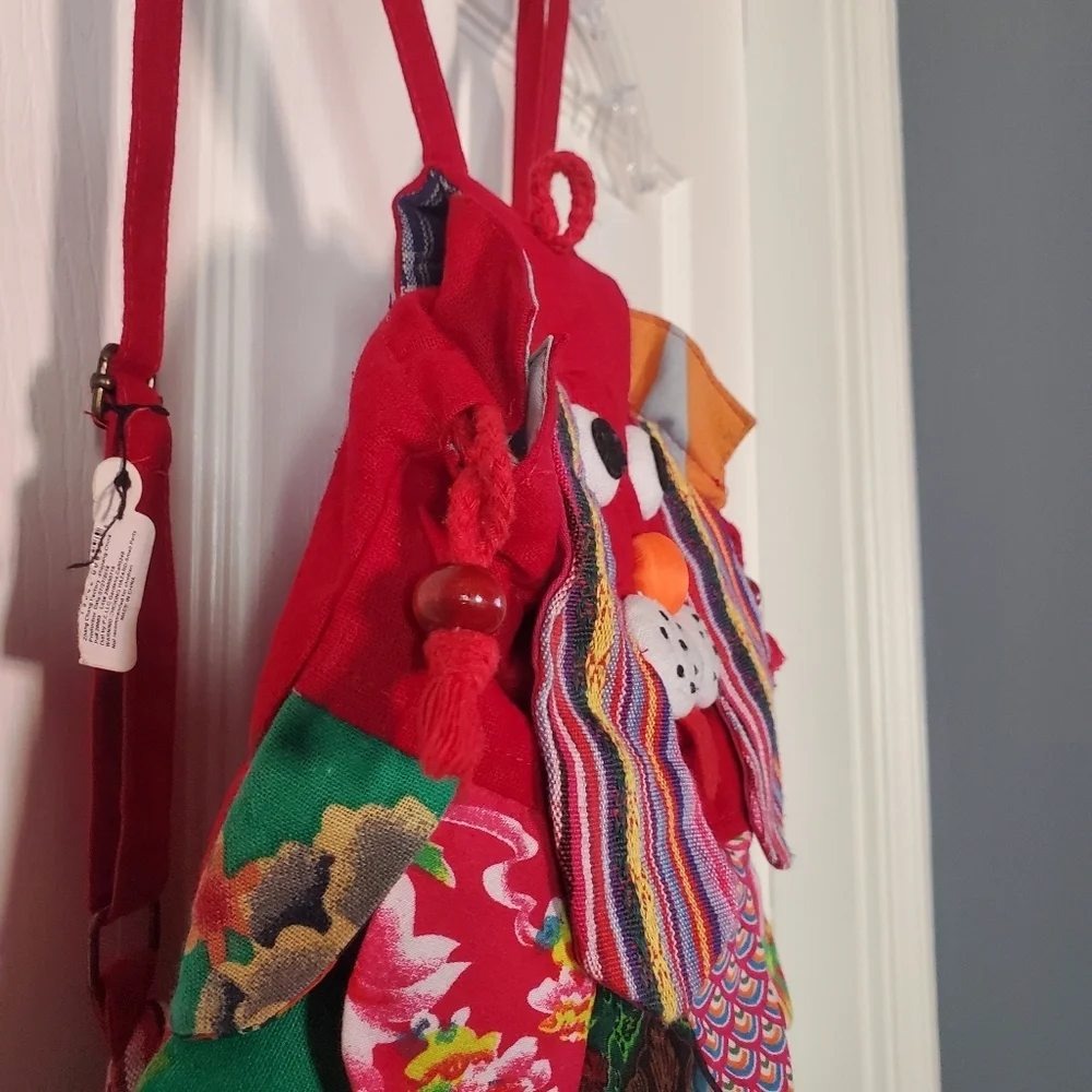 Handmade Novelty Patchwork Dog Backpack Multicolor Fabric Small
